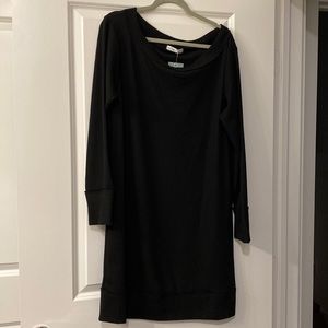 Womens Black Waffle Knit Dress